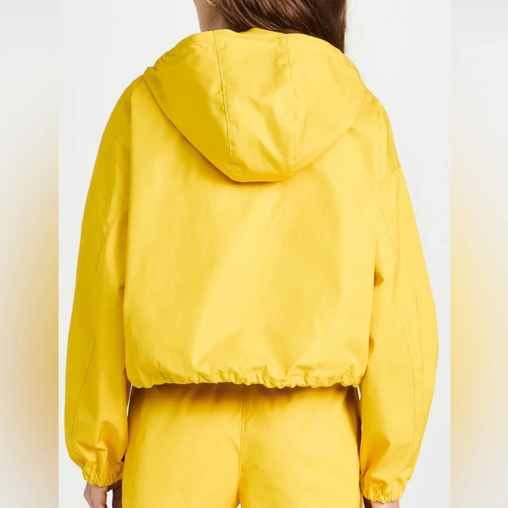 Tory Burch Tory Sport Cropped Windbreaker Jacket‎ Yellow Hooded Size Small